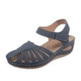 thumbnail image 2 of Womens Sandals Summer New Large Size Daily Hollow Bun Midheel Paste Women's Wedge Sandals, 2 of 7