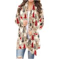 thumbnail image 2 of Cárdigan de manga larga para mujer, moda informal, blusa con estampado navideño, abrigo para mujer, 2 of 6