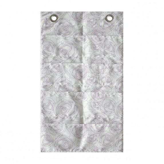 Floral Hanging Pocket Organizer, Simplistic Thin Lines Sketch Art Gracious Flower Roses Repetitive Print, Printed Polyester Storage Bag with Pockets, 21" x 31", Rose and Pale Mauve