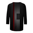 thumbnail image 4 of Womens Long Sleeve Knit Tops Round Neck Women's Fashion Casual Round Neck 3/4 Sleeve Printed Loose Shirt Blouse Tops Printed Long Sleeve Pullover Sweatshirt Tops Stripe Button Long Sleeve Pullover, 4 of 5