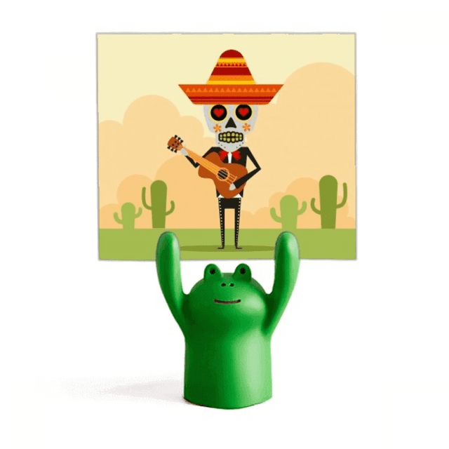 Sombrero calavera guitarra feliz ilustración Estante de notas, estante de ranas de animales de dibujos animados