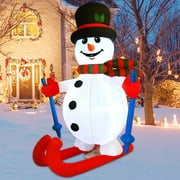 GOOSH 5.6 FT Christmas Inflatable Snowman, Snowman Inflatables Outdoor Decorations Blow Up Ski Snowman Inflatable with Built-in LEDs for Xmas Party Garden Lawn Decor
