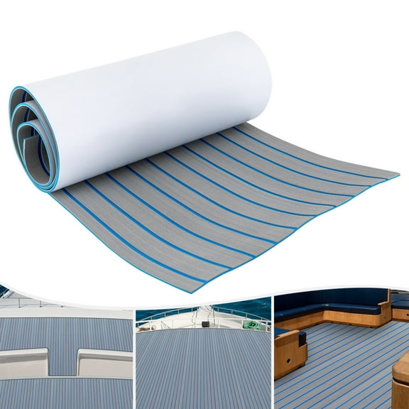 95*24inch EVA Anti-Slip Mat for Yacht/Boat- Soft Shockproof, Self-Adhesive Teak Decking Sheet Pad,DIY Cuttable for Sea Deck Yacht
