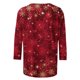 thumbnail image 4 of Puntoco Camiseta de mujer con cuello redondo, manga 3/4 y estampado navideño, jersey de cuello redondo, camiseta de manga larga con cuello redondo, 4 of 5