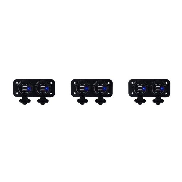 Riwesomey Panel de interruptores Empotrado Varios botones de de botón de enchufe USB Regulador Digital para accesorios de automóviles Type1 NO1
