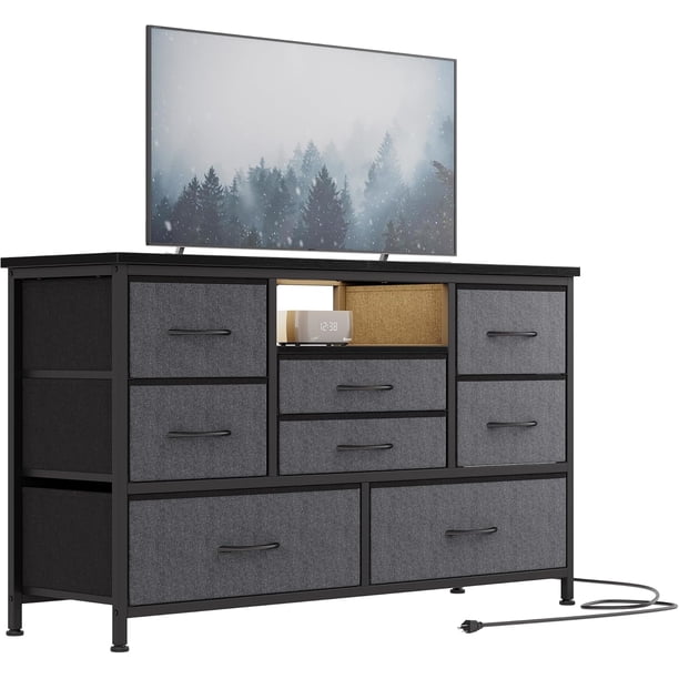 Illuminate your room jojoka 8-cajón LED cómoda mesa de TV con power outlet-ideal para para 55\