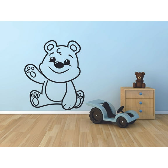 Teddy Bear Cute Stuffed Toy Toys Bears Cuddle Cartoon Wall Sticker Art Decal for Girls Boys Room Bedroom Nursery Kindergarten House Fun Home Decor Stickers Wall Art Vinyl Decoration Size (40x35 inch)