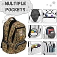 thumbnail image 7 of HUIACONG Baseball Glove Bass Camo School Backpack for Boys Girls Ages 6-18 Water Resistant Multi Pocket Padded Adjustable Straps Large Capacity Bookbag for Elementary Middle High School Daily Use, 7 of 7