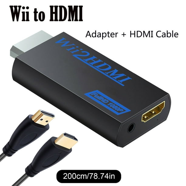 SUWHWEA Wii to HDMI Converter Adapter 1080p Output Video 3.5mm Audio With  2M HDMI Cable 