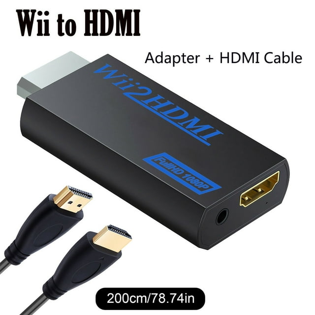 EGNMCR Wii to HDMI Converter Adapter 1080p Output Video 3.5mm Audio With 2M HDMI Cable Adapter line
