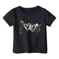 thumbnail image 1 of PMVFHDE Hauts à Manches Courtes pour Filles T-Shirts Amples Basiques Hauts Tendance pour Filles Mode Décontractée Imprimé Col Rond T-Shirt Manches Courtes Noir, 1-2 Ans, 1 of 4