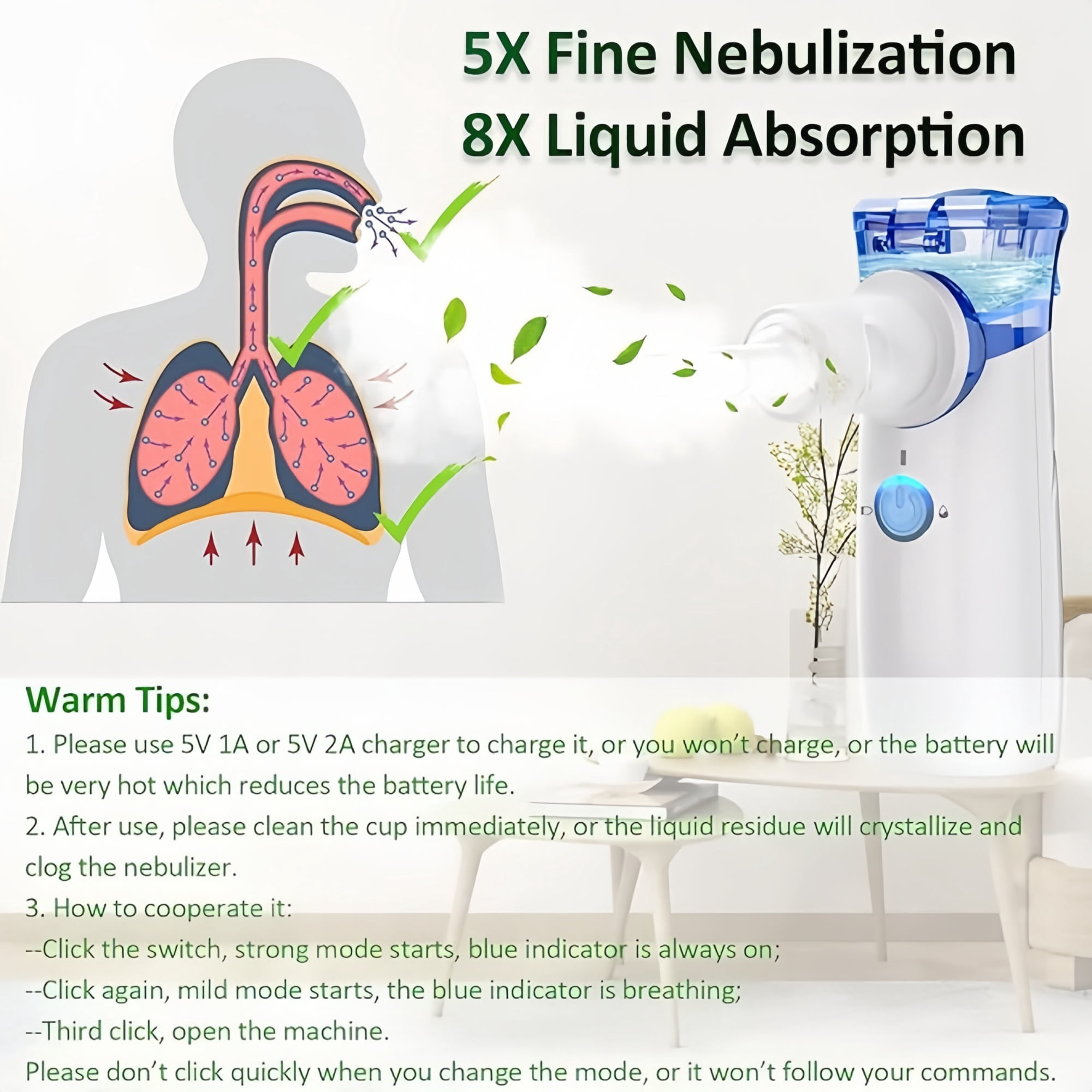 Portable Home Breathing Mist Humidifier, Complete with Accessories
