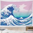 thumbnail image 1 of Tapiz Ukiyo-e, Great Wave Kanagawa, tapiz retro abstracto, para colgar en la pared para dormitorio, sala de estar, dormitorio, 51.2" x 59.1" JAMW Sencillez, 1 of 5
