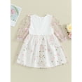 thumbnail image 4 of Bagilaanoe Little Girl Fall Dress Flower Embroidery Long Puff Sleeve A-line Princess Dresses 3T 4T 5T 6T 7T Toddler Kid Patchwork Tulle Skirt, 4 of 8