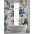 thumbnail image 5 of Vintage Leaves Sheer Curtains 108 Inches Long 2 Panels Blue Tropical Plant Linen Texture Light Filtering Semi Sheer Window Curtains Drapes for Bedroom Living Room 52"x108", 5 of 7
