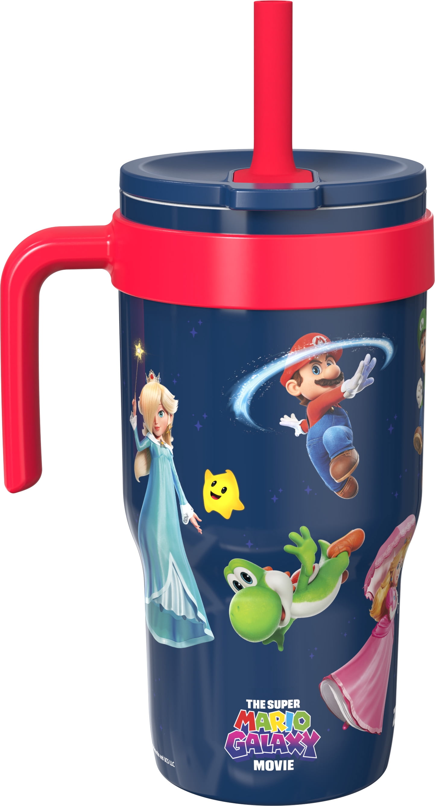 Zak Designs 18oz Mario Navy Kids Straw Cruiser Tumbler, Stainless