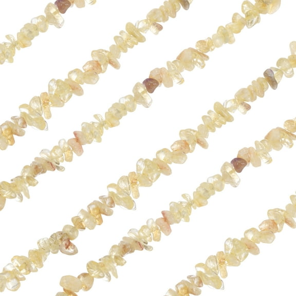 Uxcell 32 Inches 3-5mm Natural Brazilian Citrine Gemstone Strand Chips Free Form Tumbled Loose Gemstone Beads Irregular Drilled Stone Bead for Jewelry Making Craft Supplies (Yellow)