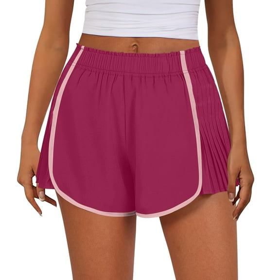 Vivianyo HD Shorts for Women Summer Clearance Women's Summer Solid Color Sexy Elastic Waist Side Pleated Casual Shorts