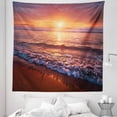 thumbnail image 1 of Beach Tapestry, Romantic Scenery Foamy Waves on Shore Warm Sky Dawn Sunset Photography, Fabric Wall Hanging Decor for Bedroom Living Room Dorm, 5 Sizes, Burnt Sienna and Eggplant, by Ambesonne, 1 of 1