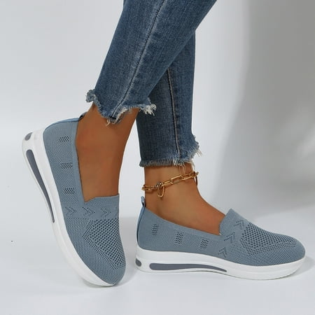 

Vedolay Women Shoes Women s Leisure Shoes Flat Nurse Shoes Comfortable Walking Knit Loafer Sneaker White 6