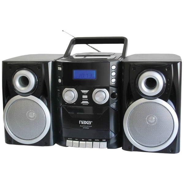 Naxa NPB-426 Portable CD Player with AM-FM Stereo Radio Cassette Player- Recorder and Twin Detachable Speakers 