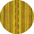 thumbnail image 1 of Ahgly Company Machine Washable Indoor Round Abstract Yellow Modern Area Rugs, 6' Round, 1 of 4