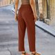 thumbnail image 4 of Karight Women Petite Linen Pants High Waisted Straight Leg Casual Cotton Trousers Elastic Waist Drawstring with Pockets, 4 of 7
