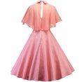 thumbnail image 2 of QLEICOM 1950's Dresses for Women Vintage, Stand Collar Shawl Two-Piece Dress, Stretch Slim High Waist Swing Lace Sling Dress, Audrey Hepburn Style Party Dresses Pink L, 2 of 4