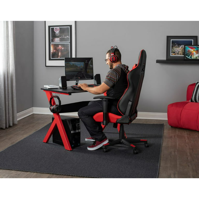 Height and Tilt Adjustable High Back Office Gaming Chair with Removable  Lumbar and Headrest Pillow - Black and Racing Red PU