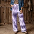 thumbnail image 2 of KDDYLITQ Work Pants Women Drawstring Elastic Waisted Gingham Wide Leg Y2k Pants Plaid Lounge Fashion Cute Palazzo Trendy Trousers with Pockets Purple L, 2 of 5