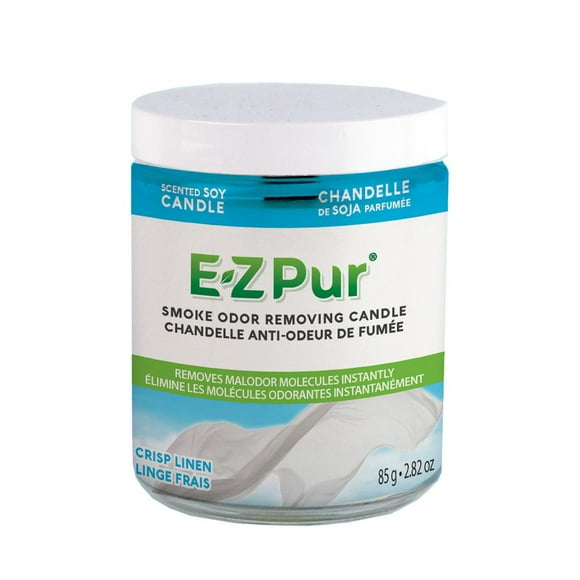Chandelle Éliminatrice d’Odeurs de Fumée E-Z Pur, Parfum Lin Frais, Chandelle de Soja à 1 Mèche, 85 g 85 g / 3 oz / Linge frais