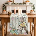 thumbnail image 2 of Table Runner - 48 Inch Long, Beige Easter Bunny Kitchen Dining Table Runner Dresser Scarves, Spring Easter Eggs Floral Wooden Farmhouse Decor for Coffee Tables Wedding Party Banquet, 2 of 8