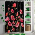 thumbnail image 4 of Shower Curtain, Watercolors Red Flowers Leaves on Black Waterproof Shower Curtain Set with Hooks for Bathroom Showers,Stalls and Bathtubs,36x72In Retro Floral, 4 of 9