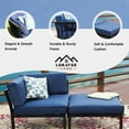 thumbnail image 4 of LOKATSE HOME 2 Piece Outdoor Patio Furniture Loveseat Couch with Corner Sofa and Metal Steel Frame Ottoman, Blue, 4 of 9