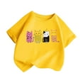 thumbnail image 3 of Shirts Girls Kid Graphic Round Neck Short Sleeved Tops Summer Casual Wear Girls' Tops, Tees Yellow 3 Years-4 Years, 3 of 5