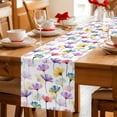 thumbnail image 5 of Watercolor Flowers Table Runner - 60 Inch Long Spring Floral Plants Country Cotton and Linen Blended Dress Scarves Farmhouse Table Runner for Kitchen Dining, Coffee Table, 13" x 60", 5 of 8