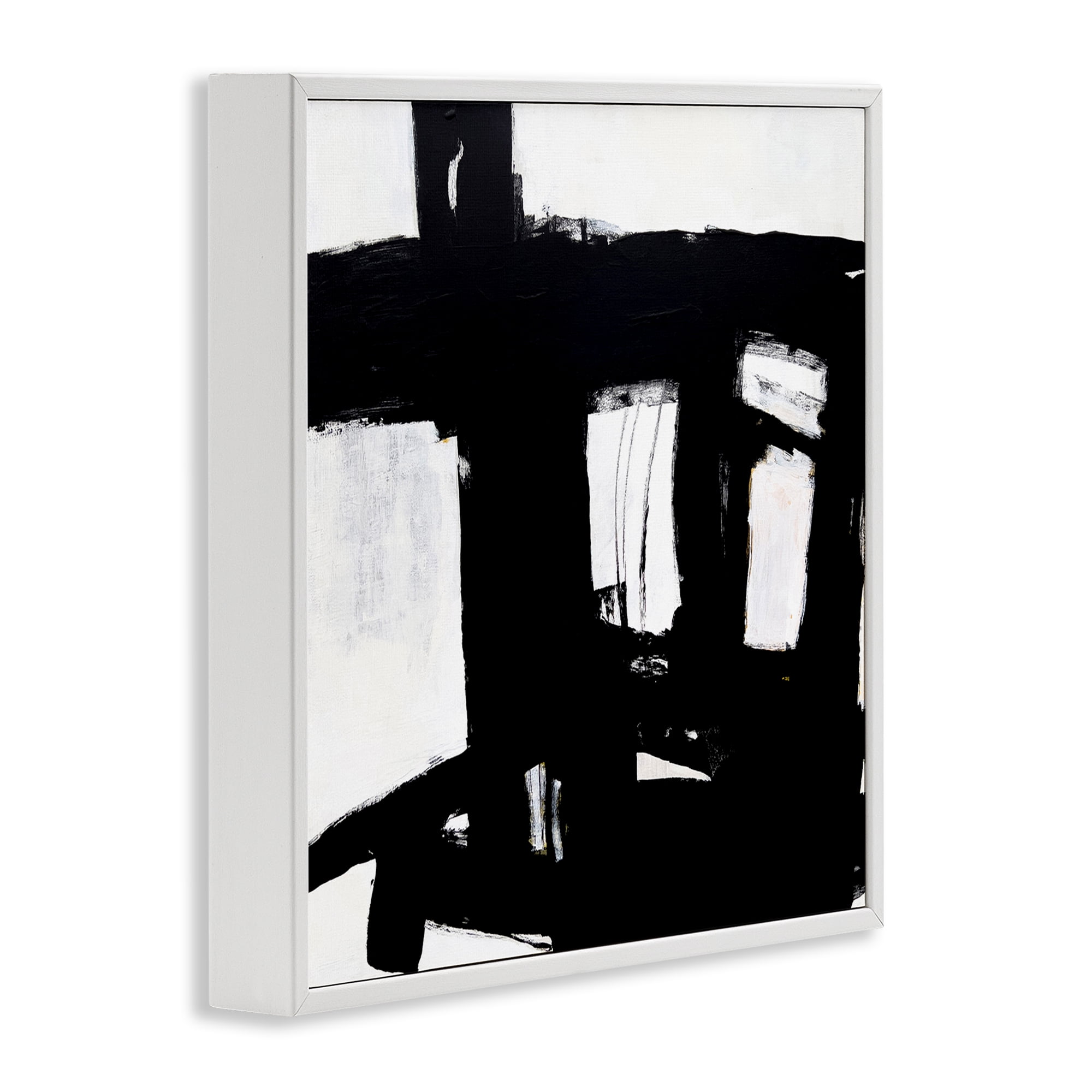 Stupell Industries Industrial Black Streaks Abstract Painting White Framed Art Print Wall Art, 17 x 17