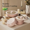 thumbnail image 5 of Ceramic Cookware Set 5-Piece Removable Handle Pots and Pans Non-Stick Pink for RV Camping Oven Safe, 5 of 8