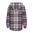 thumbnail image 5 of Womens Plaid Flannel Jacket Long Sleeve Boyfriend Sweatshirt Blouses Button Down Hooded Shacket, 5 of 6