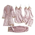 thumbnail image 2 of uublik Women's Bathrobe Pjs Sets 5Pcs Nightgown Cami Shorts Pants Sleepwear Summer Cute Loungewear Pink, 2 of 3