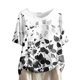 thumbnail image 1 of Tops de Lino para Mujeres Imprimir Suéter Cuello Redondo Manga Corta Superior Poliéster, Blusa de Moda Casual para la Primavera Y el Verano, 1 of 5