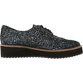 thumbnail image 6 of Shellys London Emma Black Glitter Leather Casual Oxfords Wedge Heeled Lace Up (Black, 7), 6 of 8