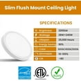 thumbnail image 2 of Super Slim 12" LED Ceiling Lights (3000LM) - Dimmable, 5000K CCT, 24W Flat Panels for Living Room, Kitchen, Corridor, Stairways. Low-Profile Surface Mount fixtures (5000K, 1 Pack), 2 of 8