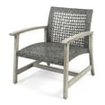 thumbnail image 5 of GDF Studio Viola Outdoor Wood and Wicker Club Chairs, Set of 4, Grey Finish and Mixed Black, 5 of 6