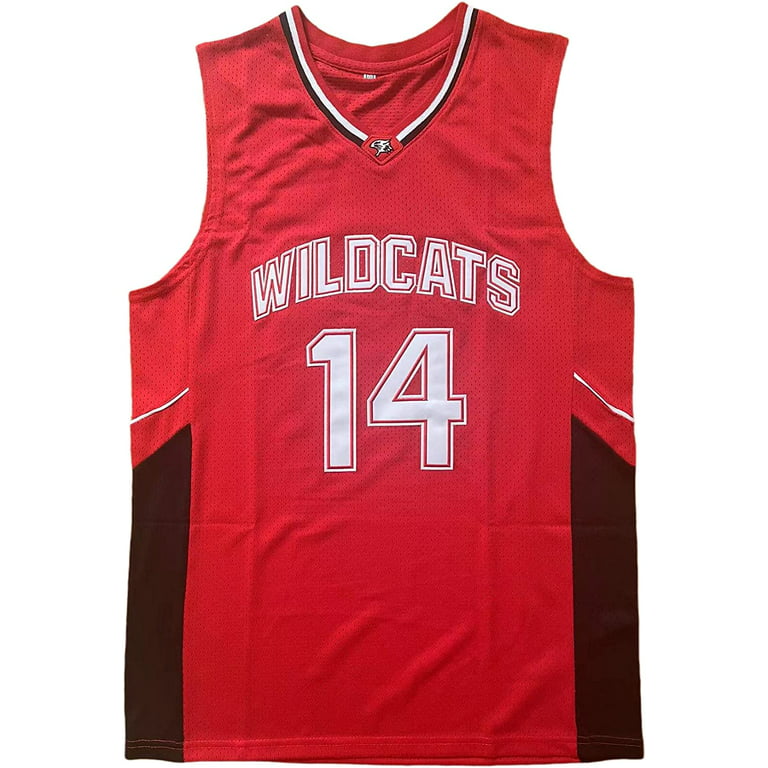 Youi-gifts Mens Wildcats High School Jersey,14 Troy Bolton Basketball Jersey,8 Chad Danforth Basketball Jersey/Shirt, Adult Unisex, Size: Large, Red