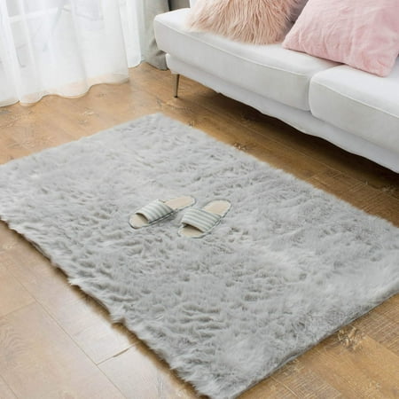 Popeven Super Soft Faux Sheepskin Fur Area Rugs For Bedroom