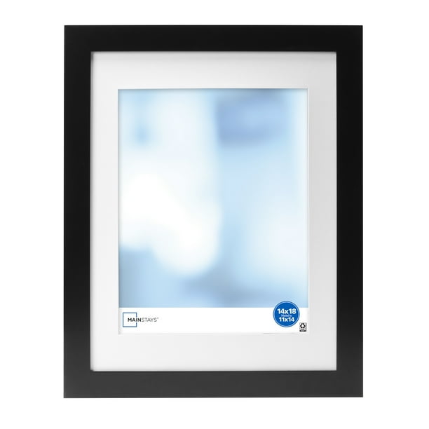 Mainstays Flatwide 14" x 18" matted to 11" x 14" Picture Frame, Black