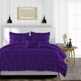 thumbnail image 1 of Duvet Cover 3 Piece Egyptian Cotton Cozy & Breathable 600 Thread Count Multi Ruffle Duvet Covers with Zipper Closure & Corner Ties Soft Comforter Cover (Super King Plus, Purple ), 1 of 4