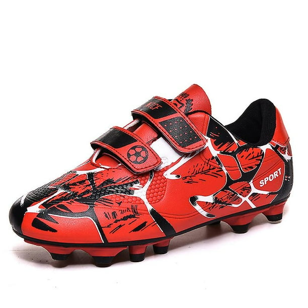 Zapatos de fútbol para niño, botas de fútbol de tobillo alto para adultos, calzado deportivo de entrenamiento de hierba, zapatillas de deporte 3B1616-rojo-34 Sincero Electrónica
