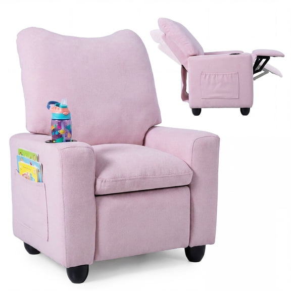 Infans Kids Recliner w/Adjustable Backrest Footrest Cup Holder Side Pockets for Ages 3